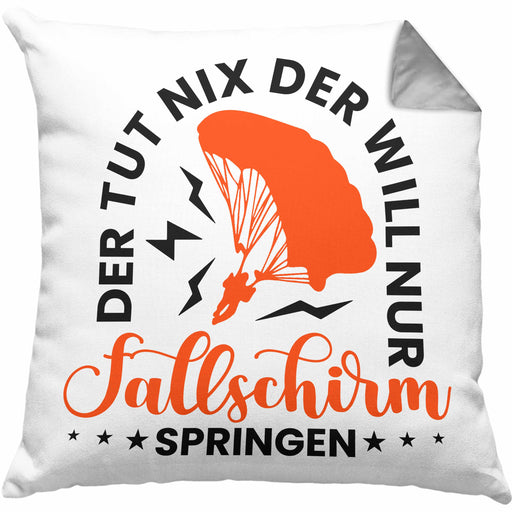 Kissen mit Füllung 40x40 Fallschirmspringer Geschenk Spruch Geschenkidee Fallschirm Springer (Grau) Grau Trendation