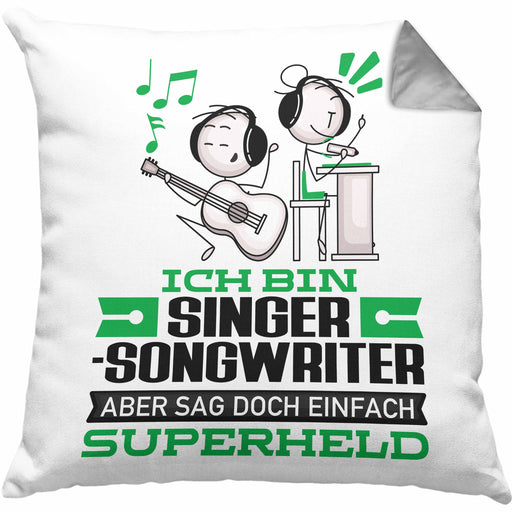 Singer-Songwriter Geschenk Kissen mit Füllung 40x40 Ich Bin Singer-Songwriter Aber Sag Doch Einfach Superheld Lustige Geschenkdiee für Singer-Songwriter (Grau) Grau Trendation