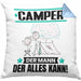Camper Kissen mit Füllung 40x40 Geschenk für Camper Der Mann Der Alles Kann Geschenkidee zum Geburtstag (Grau) Blau Trendation