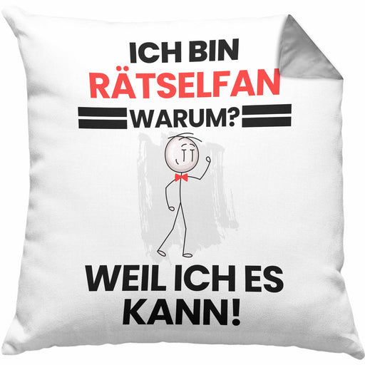 Rätselfan Geschenk Kissen mit Füllung 40x40 Lustiger Spruch Ich Bin Rätselfan Warum Weil Ich Es Kann Geschenkidee Bester Rätselfan Geburtstag (Grau) Grau Trendation