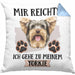 Yorkie Besitzer Kissen mit Füllung 40x40 Geschenk Lustiger Spruch Geschenkidee Mir Reichts Ich Geh Zu Meinem Yorkie (Grau) Blau Trendation