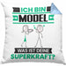 Model Kissen mit Füllung 40x40 Geschenk für Model Geburtstag Lustiger Spruch Was Ist Deine Superkraft (Grau) Blau Trendation