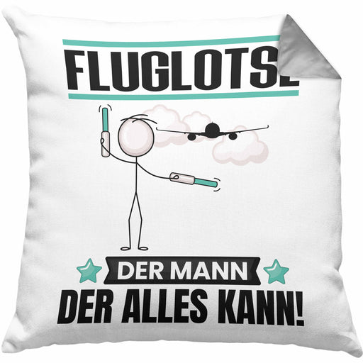 Fluglotse Kissen mit Füllung 40x40 Geschenk für Fluglotse Der Mann Der Alles Kann Geschenkidee zum Geburtstag (Grau) Grau Trendation