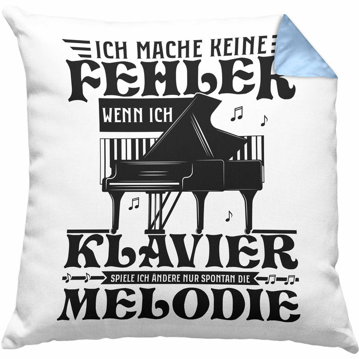 Klavier-Spieler Kissen mit Füllung 40x40 Geschenk Klavier Geschenkidee Flügel Musiker Ich Mache Keine Fehler Wenn Ich Klavier Spiele (Grau) Blau Trendation