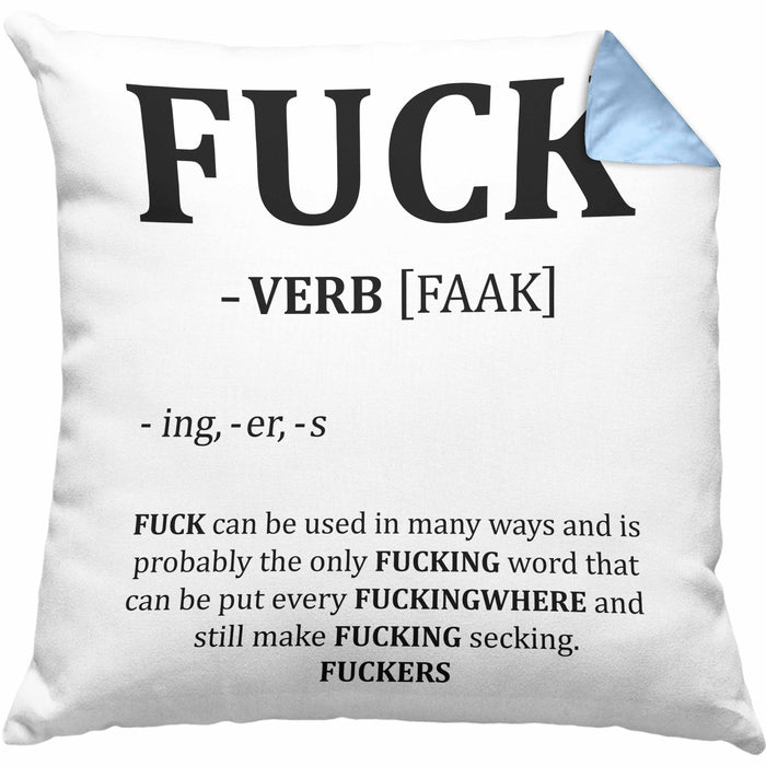 F*** Kissen mit Füllung 40x40 Geschenk Schimpfwort 18+ Geschenkidee Männer Frauen Arbeitskollege Geschenkidee (Grau) Blau Trendation
