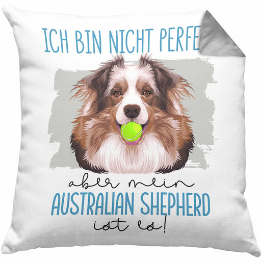 Australian Shepherd Besitzer Kissen mit Füllung 40x40 Geschenk Lustiger Spruch Geschenkidee Besitzerin Ich Bin Nicht toll Aber Mein Australian Shepherd Ist Es (Grau) Grau Trendation