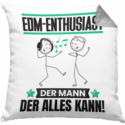 EDM-Enthusiast Kissen mit Füllung 40x40 Geschenk für EDM-Enthusiast Der Mann Der Alles Kann Geschenkidee zum Geburtstag (Grau) Grau Trendation