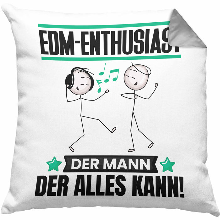 EDM-Enthusiast Kissen mit Füllung 40x40 Geschenk für EDM-Enthusiast Der Mann Der Alles Kann Geschenkidee zum Geburtstag (Grau) Grau Trendation