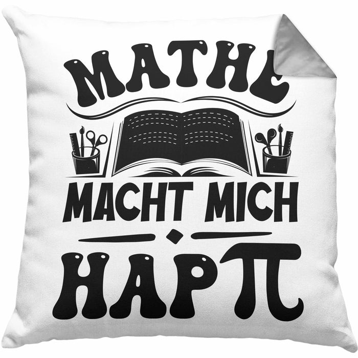 Mathe-Lehrer Kissen mit Füllung 40x40 Geschenkidee Mathe Macht Mit Happy Mathe-Liebhaber Geschenk Geburtstag Weihnachten Mathestudent (Grau) Grau Trendation