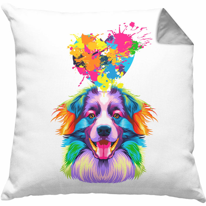 Border Collies Herz Farbe Besitzer Kissen mit Füllung 40x40 Geschenk Lustiger Spruch Geschenkidee Border Collies Liebhaber (Grau) Grau Trendation