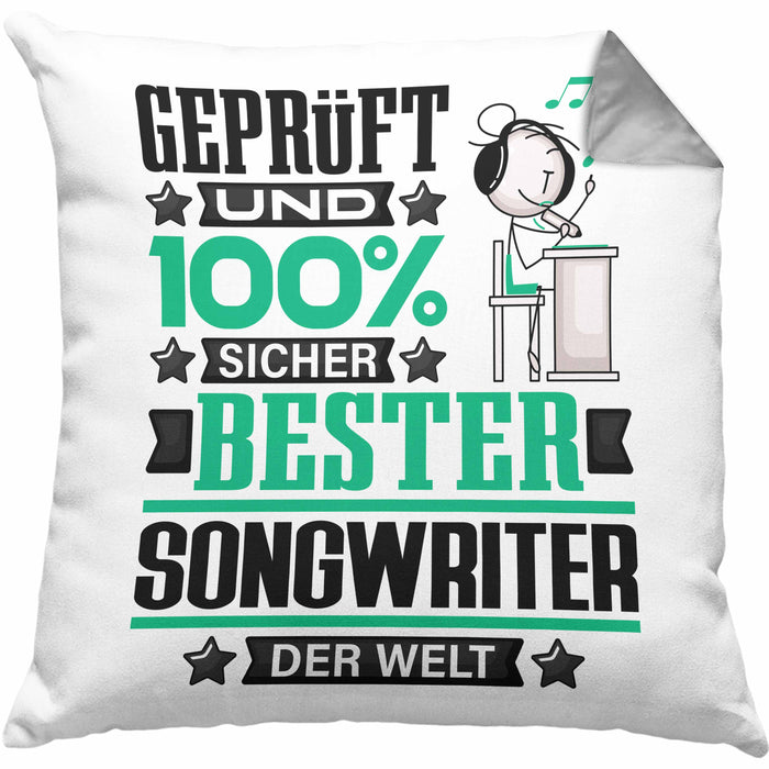 Songwriter Geschenk Lustiger Spruch für Songwriter Geschenkidee Bester Songwriter Der WeltKissen mit Füllung 40x40 (Grau) Grau Trendation
