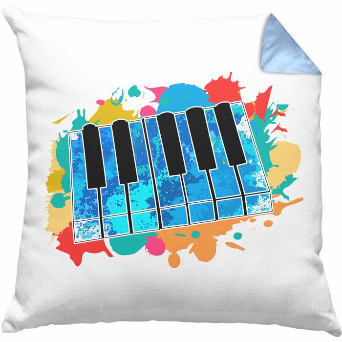Keyboard Spieler Kissen mit Füllung 40x40 Geschenk für Keyboarder Musiker Band Geschenkidee Bunt (Grau) Blau Trendation