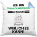 Trampolinspringer Geschenk Kissen mit Füllung 40x40 Lustiger Spruch Ich Bin Trampolinspringer Warum Weil Ich Es Kann Geschenkidee Bester Trampolinspringer Geburtstag (Grau) Blau Trendation