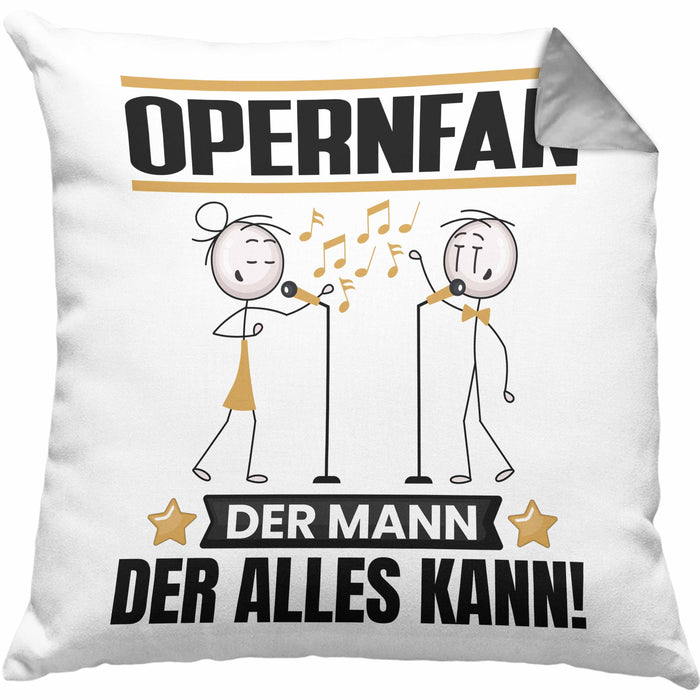 Opernfan Kissen mit Füllung 40x40 Geschenk für Opernfan Der Mann Der Alles Kann Geschenkidee zum Geburtstag (Grau) Grau Trendation
