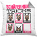 Schäferhund Besitzer Kissen mit Füllung 40x40 Geschenk Lustiger Spruch Geschenkidee Schäferhund Tricks Bleib (Grau) Grau Trendation