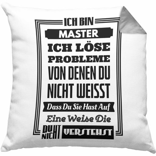 Master Prüfung Kissen mit Füllung 40x40 bestanden Geschenk Abschluss Masterarbeit Exam Prüfung (Grau) Grau Trendation