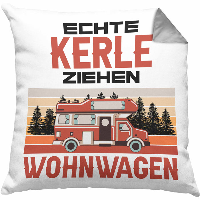 camping geschenke lustig Echte Kerle Ziehen Wohnwagen Camper Kissen mit Füllung 40x40 Geschenke Wohnmobil für Männer Campingwagen Geschenkidee Zubehör Camping Opa Oma Rentner Lustig — TrendationStore