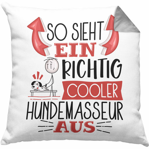 Hundemasseur Kissen mit Füllung 40x40 So Sieht Ein Richtig Cooler Hundemasseur Aus Geschenk Lustiger Spruch Geschenkidee (Grau) Grau Trendation