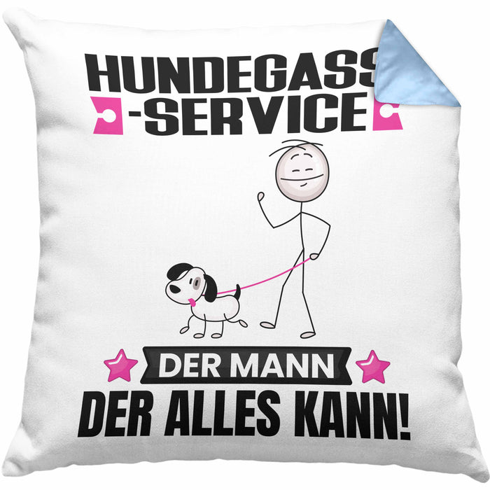 Hundegassi-Service Kissen mit Füllung 40x40 Geschenk für Hundegassi-Service Der Mann Der Alles Kann Geschenkidee zum Geburtstag (Grau) Blau Trendation