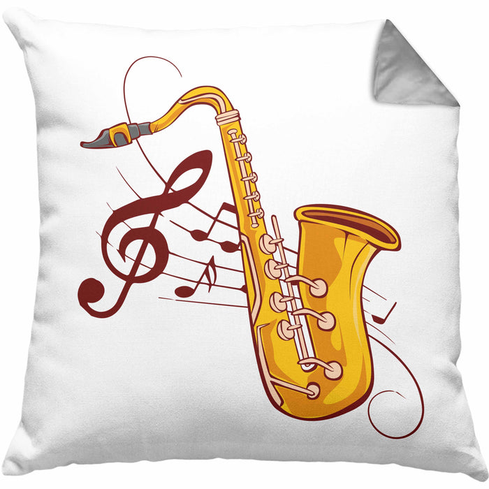 Lustige Saxofon-Kissen mit Füllung 40x40 Geschenk Saxofonspieler Geschenkidee (Grau) Grau Trendation