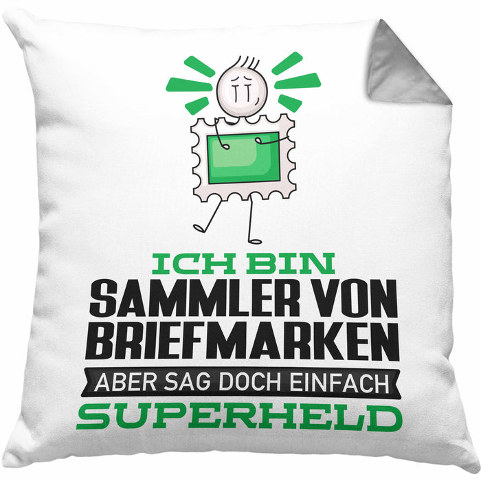 SammlervonBriefmarken Geschenk Kissen mit Füllung 40x40 Ich Bin SammlervonBriefmarken Aber Sag Doch Einfach Superheld Lustige Geschenkdiee für SammlervonBriefmarken (Grau) Grau Trendation