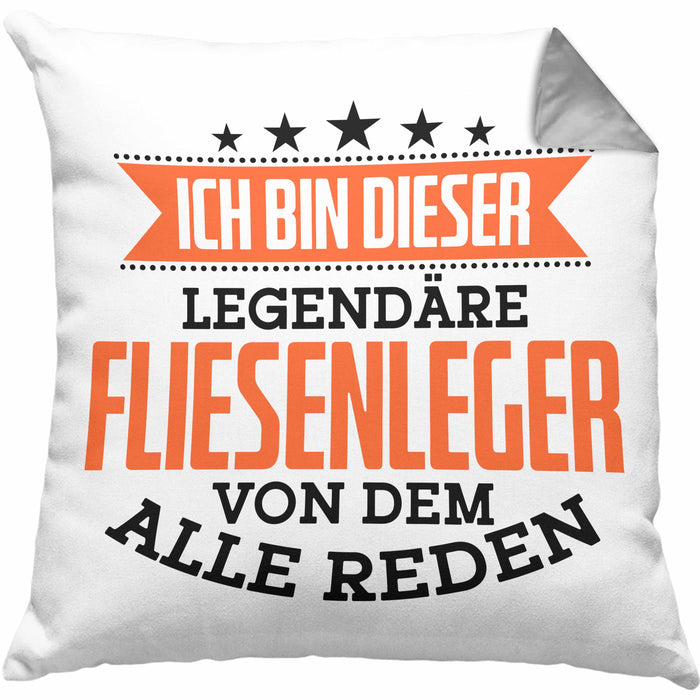 Fliesenleger Kissen mit Füllung 40x40 Geschenk Spruch Geschenkidee Legendäre Fliesenleger (Grau) Grau Trendation