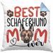 Schäferhund Mom Besitzerin Kissen mit Füllung 40x40 Geschenk Lustiger Spruch Geschenkidee Besitzerin Schäferhund Mama (Grau) Blau Trendation