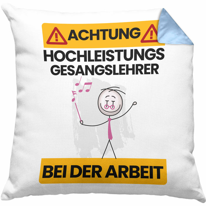 Gesangslehrer Kissen mit Füllung 40x40 Geschenk Lustiger Spruch Geschenkidee für Gesangslehrer Achtung Hochleistungs Gesangslehrer Bei Der Arbeit (Grau) Blau Trendation