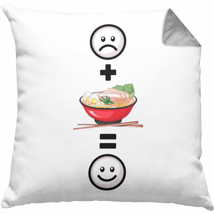 Ramen Kissen mit Füllung 40x40 Geschenk für Ramen Liebhaber Asiatisch :( + Ramen = :) Lustige Geschenkidee Geburtstag (Grau) Grau Trendation