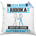 Judoka Kissen mit Füllung 40x40 Geschenk für Judoka Geburtstag Lustiger Spruch Was Ist Deine Superkraft (Grau) Blau Trendation