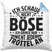 Lustiger Spruch Kissen mit Füllung 40x40 Humor Sarkasmus Ich Schaue Nicht Böse Ich Grinse Nicht Nur Jeden Trottel An (Grau) Blau Trendation