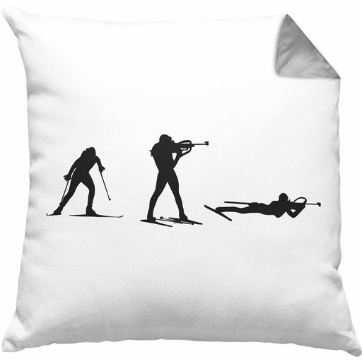 Biathlon Langlauf Biathlet Schießstand Schießen Grafik EvolutionKissen mit Füllung 40x40 (Grau) Grau Trendation