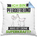 Pferdefreund Kissen mit Füllung 40x40 Geschenk für Pferdefreund Geburtstag Lustiger Spruch Was Ist Deine Superkraft (Grau) Blau Trendation