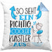 Künstler Kissen mit Füllung 40x40 Geschenk So Sieht Ein RIchtig Cooler Künstler Aus Geschenkidee Lustiger Spruch Geburtstag (Grau) Blau Trendation