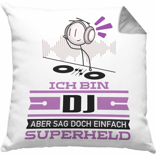 DJ Geschenk Kissen mit Füllung 40x40 Ich Bin DJ Aber Sag Doch Einfach Superheld Lustige Geschenkdiee für DJ (Grau) Grau Trendation