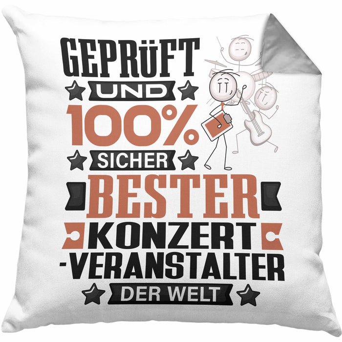 Konzertveranstalter Geschenk Lustiger Spruch für Konzertveranstalter Geschenkidee Bester Konzertveranstalter Der WeltKissen mit Füllung 40x40 (Grau) Grau Trendation