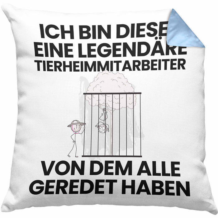 Tierheimmitarbeiter Geschenk Kissen mit Füllung 40x40 Lustige Geschenkidee Geburtstag für Tierheimmitarbeiter Ich Bin Dieser Legendäre Tierheimmitarbeiter Von Dem Alle Geredet Haben (Grau) Blau Trendation