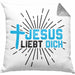 Jesus Liebt Dich Kissen mit Füllung 40x40 Geschenk Ostern Christentum Kirche Gläubiger Geschenkidee Häferl (Grau) Grau Trendation