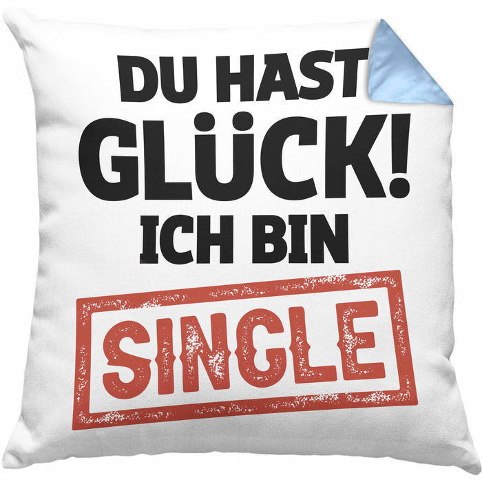 Single Solo Kissen mit Füllung 40x40 Geschenk Kollege Geschenkidee (Grau) Blau Trendation