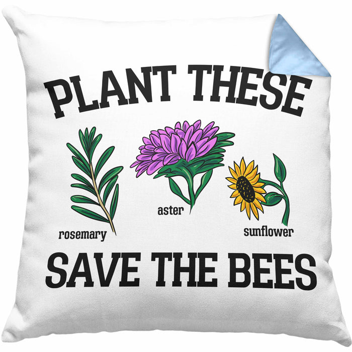 Lustige Kissen mit Füllung 40x40 für Bienenliebhaber Plant These Save The Bees Geschenk (Grau) Blau Trendation