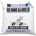 Rennfahrer Kissen mit Füllung 40x40 Geschenk für Rennfahrer Geburtstag Lustiger Spruch Was Ist Deine Superkraft (Grau) Blau Trendation