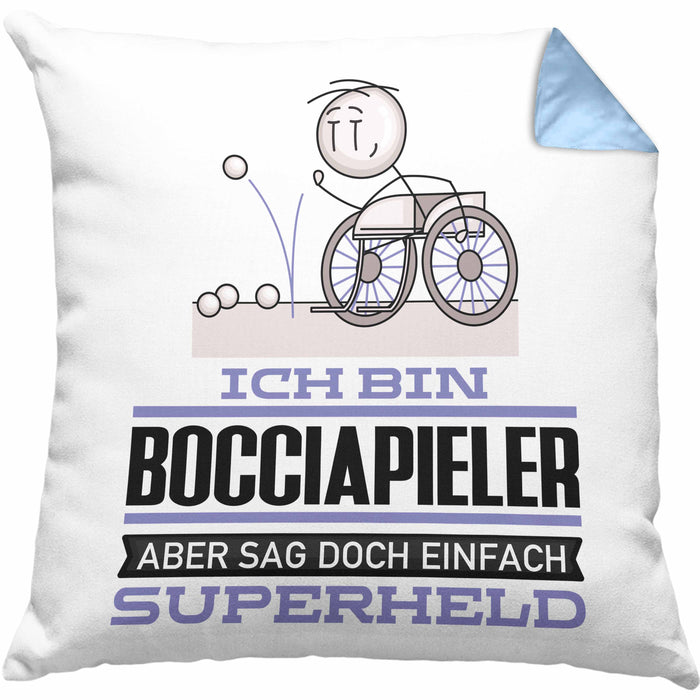 Bocciapieler Geschenk Kissen mit Füllung 40x40 Ich Bin Bocciapieler Aber Sag Doch Einfach Superheld Lustige Geschenkdiee für Bocciapieler (Grau) Blau Trendation