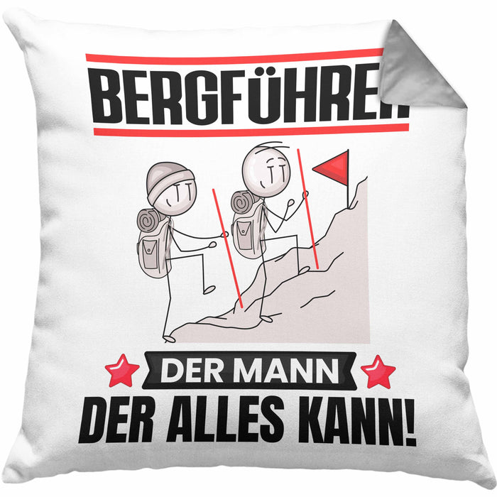 Bergführer Kissen mit Füllung 40x40 Geschenk für Bergführer Der Mann Der Alles Kann Geschenkidee zum Geburtstag (Grau) Grau Trendation