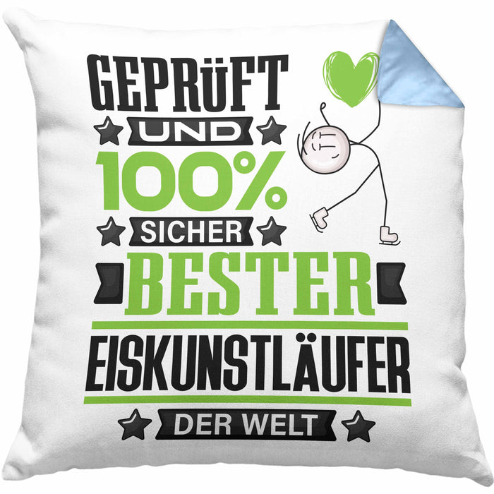 Eiskunstläufer Geschenk Lustiger Spruch für Eiskunstläufer Geschenkidee Bester Eiskunstläufer Der WeltKissen mit Füllung 40x40 (Grau) Blau Trendation