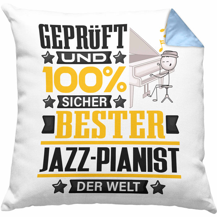 Jazz-Pianist Geschenk Lustiger Spruch für Jazz-Pianist Geschenkidee Bester Jazz-Pianist Der WeltKissen mit Füllung 40x40 (Grau) Blau Trendation