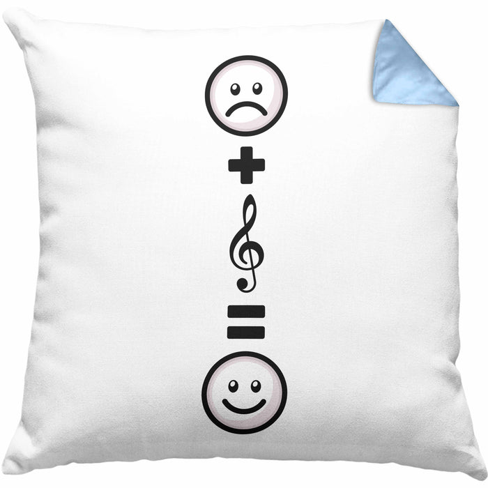 Musiker Kissen mit Füllung 40x40 Geschenk für Musiker Musikliebhaber Geburtstag Lustige Geschenkidee :( + Musiknote = :) (Grau) Blau Trendation