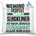 Slackliner Geschenk Kissen mit Füllung 40x40 Lustige Geschenkidee für Slackliner Geburtstag Niemand Ist Perfekt Aber Als Slackliner Ist Man Nah Dran (Grau) Blau Trendation