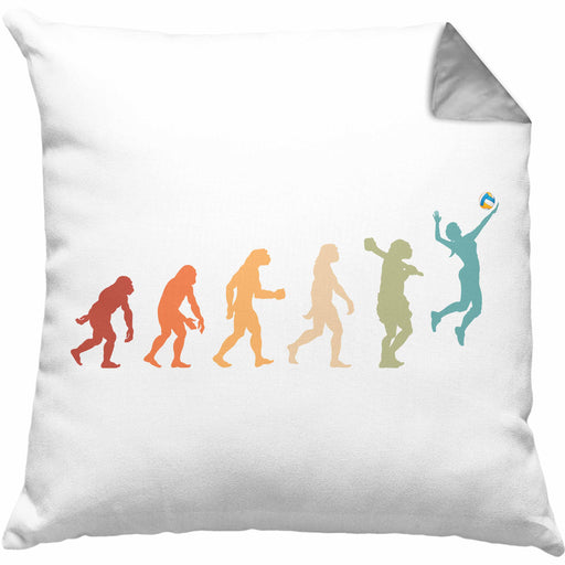 Volleyball Geschenk Kissen mit Füllung 40x40 Evolution Coach Herren Mädchen Kaffee Zubehör Volleyball-Spieler Spielerin (Grau) Grau Trendation