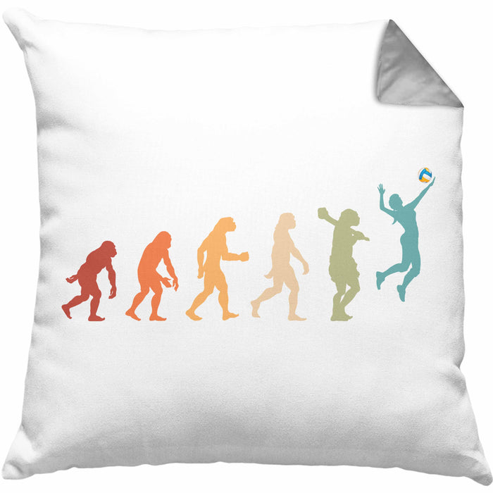 Volleyball Geschenk Kissen mit Füllung 40x40 Evolution Coach Herren Mädchen Kaffee Zubehör Volleyball-Spieler Spielerin (Grau) Grau Trendation