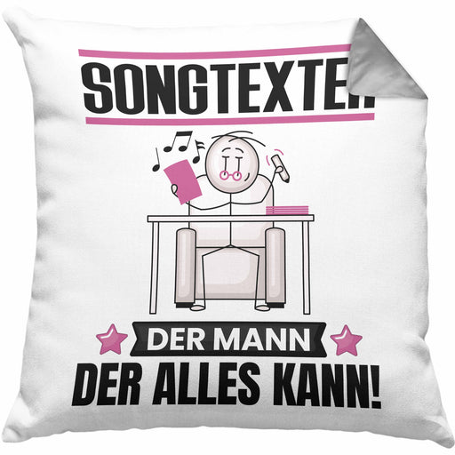 Songtexter Kissen mit Füllung 40x40 Geschenk für Songtexter Der Mann Der Alles Kann Geschenkidee zum Geburtstag (Grau) Grau Trendation